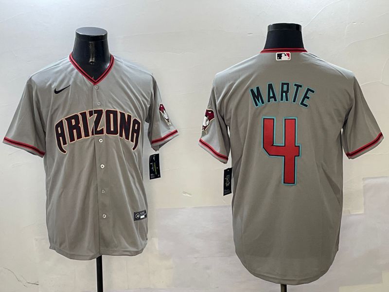 Men Arizona Diamondback #4 Marte Grey Game 2025 Nike MLB Jersey style 1->philadelphia phillies->MLB Jersey
